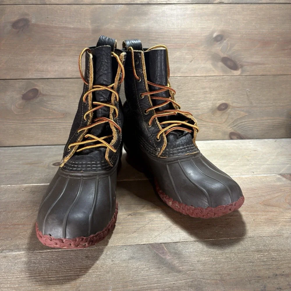 Ll bean duck boots womens size 7 shoes brown bison leather waterproof hunting